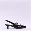 Marco Tozzi Viano Low-Heel Slingback - Black Patent