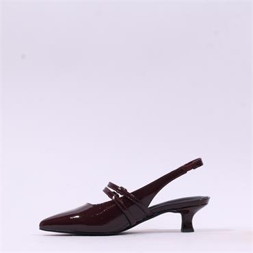 Marco Tozzi Viano Low-Heel Slingback - Bordeaux Patent