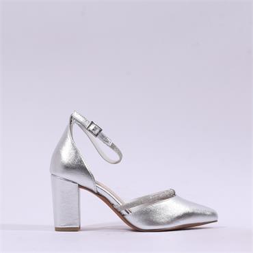 Marco Tozzi Masino Glitter Strap Heel - Silver