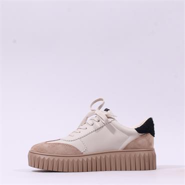 Marco Tozzi Unila Laced Platform Trainer - Ivory Combi