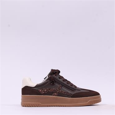 Marco Tozzi Crista Side-Zip Lace Trainer - Chocolate Combi