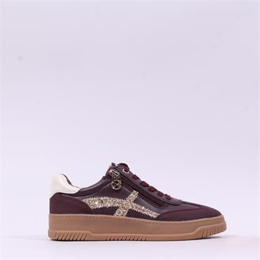 Marco Tozzi Crista Side-Zip Lace Trainer - Mulberry Combi