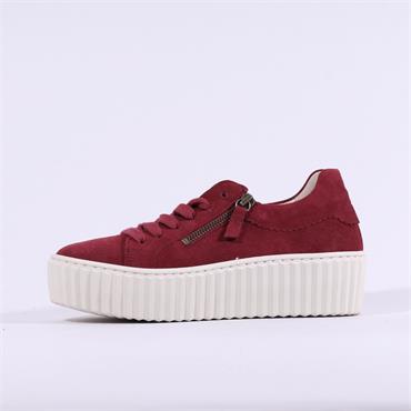 Gabor Dolly High Platform Zip Trainer - Wine Suede