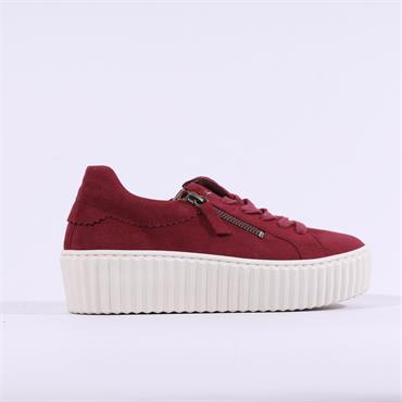 Gabor Dolly High Platform Zip Trainer - Wine Suede