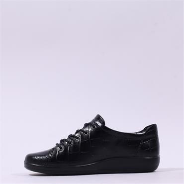 Ecco Women Soft 2.0 Laced - Black Croc