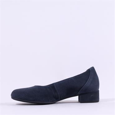 Gabor Demi Low Heel Court Shoe - Navy Suede