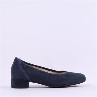 Gabor Demi Low Heel Court Shoe - Navy Suede