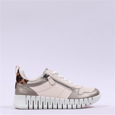 Ecco Women Gruuv Side Zip Lace Trainer - Cashmere Leopard