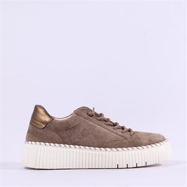 Gabor Sail Platform Bungie Lace Trainer - Mocha Suede