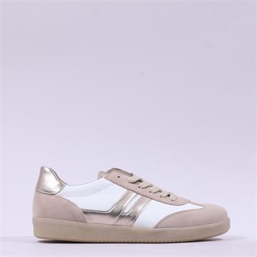Gabor West Gumsole Laced Trainer - White Beige