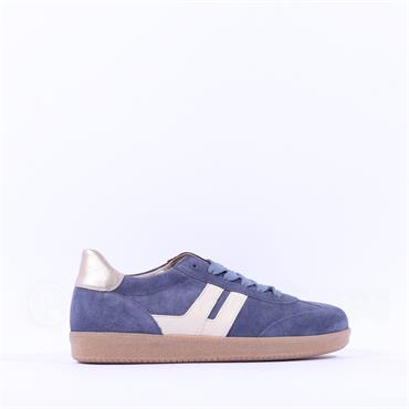 Gabor West Gumsole Laced Trainer - Blue Suede