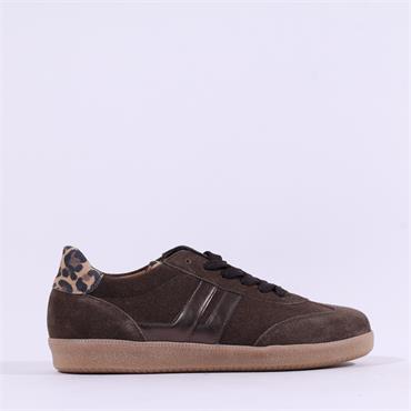 Gabor West Gumsole Lace Trainer - Mocha Leopard