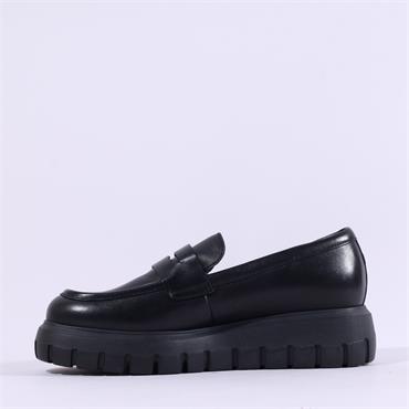 Gabor Tikka Slip On Wedge Shoe - Black Leather