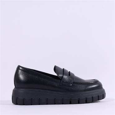 Gabor Tikka Slip On Wedge Shoe - Black Leather