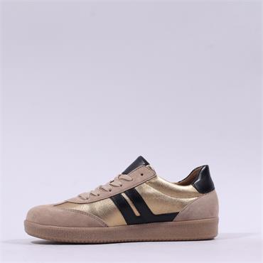 Gabor West Gumsole Laced Trainer - Gold Black