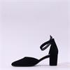 Gabor Gala Ankle Strap Block Heel Court - Black Suede