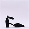 Gabor Gala Ankle Strap Block Heel Court - Black Suede
