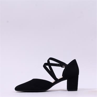Gabor Gisele Strappy Block Heel - Black Suede