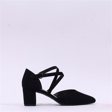 Gabor Gisele Strappy Block Heel - Black Suede