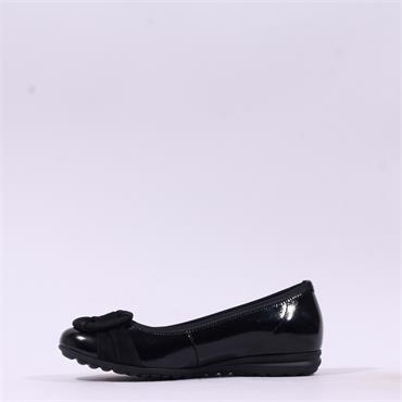 Gabor Forrest Ring Detail Low Wedge Pump - Black Patent