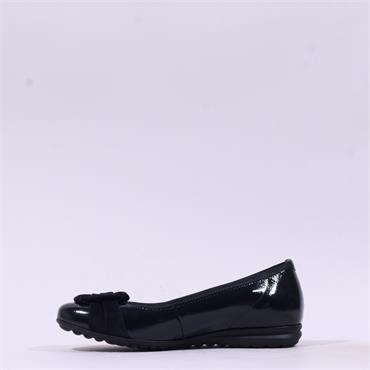 Gabor Forrest Ring Detail Low Wedge Pump - Dark Navy Patent