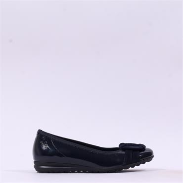 Gabor Forrest Ring Detail Low Wedge Pump - Dark Navy Patent