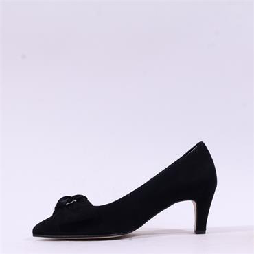 Gabor Dusty Bow Detail High Heel - Black Suede