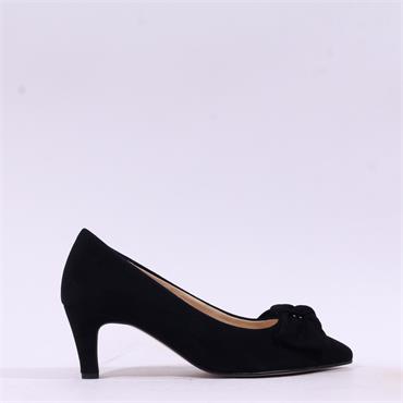 Gabor Dusty Bow Detail High Heel - Black Suede