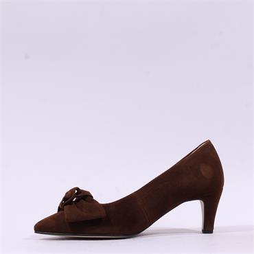 Gabor Dusty Bow Detail High Heel - Cognac Suede