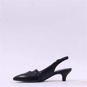 Gabor Edith 2 Strap Low Heel Slingback - Black Leather