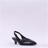 Gabor Edith 2 Strap Low Heel Slingback - Black Leather