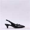 Gabor Edith 2 Strap Low Heel Slingback - Black Leather