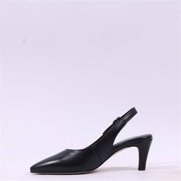 Gabor Lazona Mid Heel Pointed Slingback - Black Leather