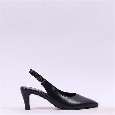 Gabor Lazona Mid Heel Pointed Slingback - Black Leather