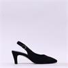 Gabor Lazona Mid Heel Pointed Slingback - Black Suede