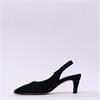 Gabor Lazona Mid Heel Pointed Slingback - Black Suede