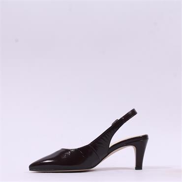 Gabor Lazona Mid Heel Pointed Slingback - Brown Patent