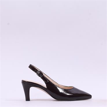 Gabor Lazona Mid Heel Pointed Slingback - Brown Patent