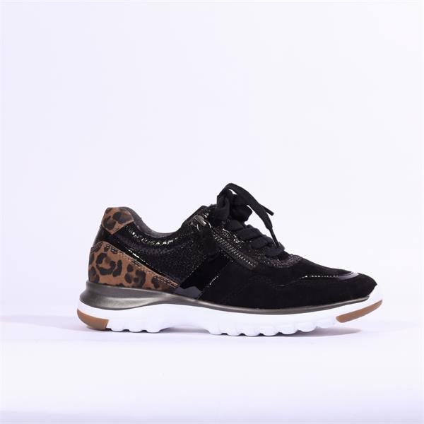 Gabor Glenapp Comfort Trainer Side Zip Black Leopard Gabor Glenapp Comfort Trainer Side Zip Black Leopard
