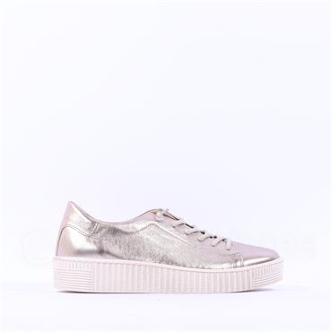 Gabor Woodall Elastic Lace Trainer - Metallic Leather