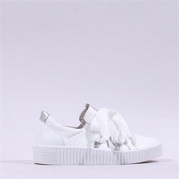 Gabor False Ribbon Lace Trainer Waltz - White Leather