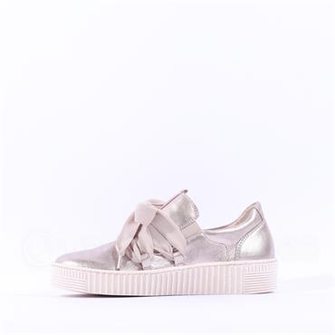 Gabor Waltz False Ribbon Lace Trainer - Metallic Leather