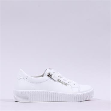 Gabor Twin Zip Platform Trainer Wisdom - White Leather