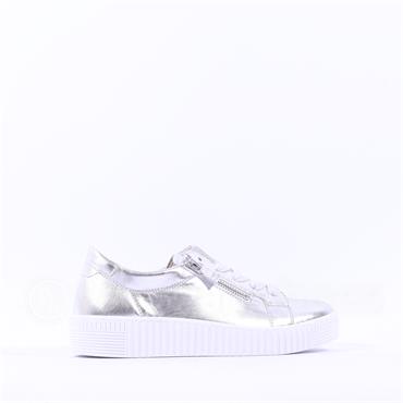 Gabor Wisdom Twin Zip Platform Trainer - Silver Leather
