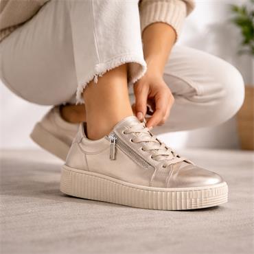 Gabor Twin Zip Platform Trainer Wisdom - Metallic Leather