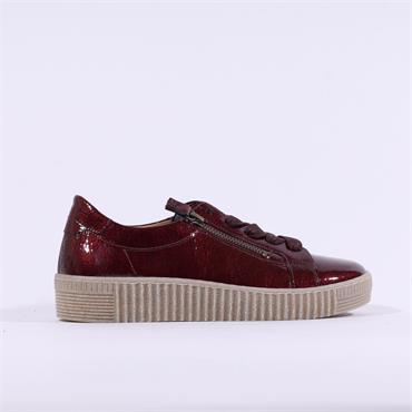 Gabor Wisdom Twin Zip Platform Trainer - Bordeaux Patent