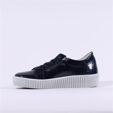 Gabor Wisdom Twin Zip Platform Trainer - Dark Navy Patent