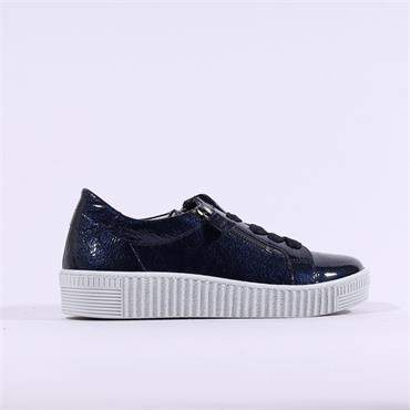 Gabor Wisdom Twin Zip Platform Trainer - Dark Navy Patent
