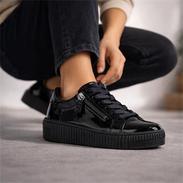 Gabor Twin Zip Platform Trainer Wisdom - Black Patent