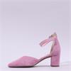 Gabor Gala Ankle Strap Block Heel Court - Pink Suede